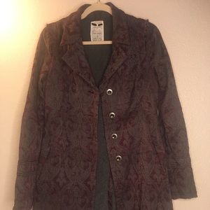 Free People Purple Brocade Jacket Size 4 Small